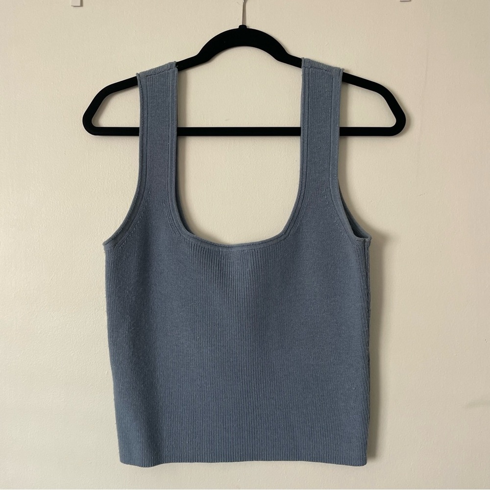 Modern citizen dusty blue knit crop top
